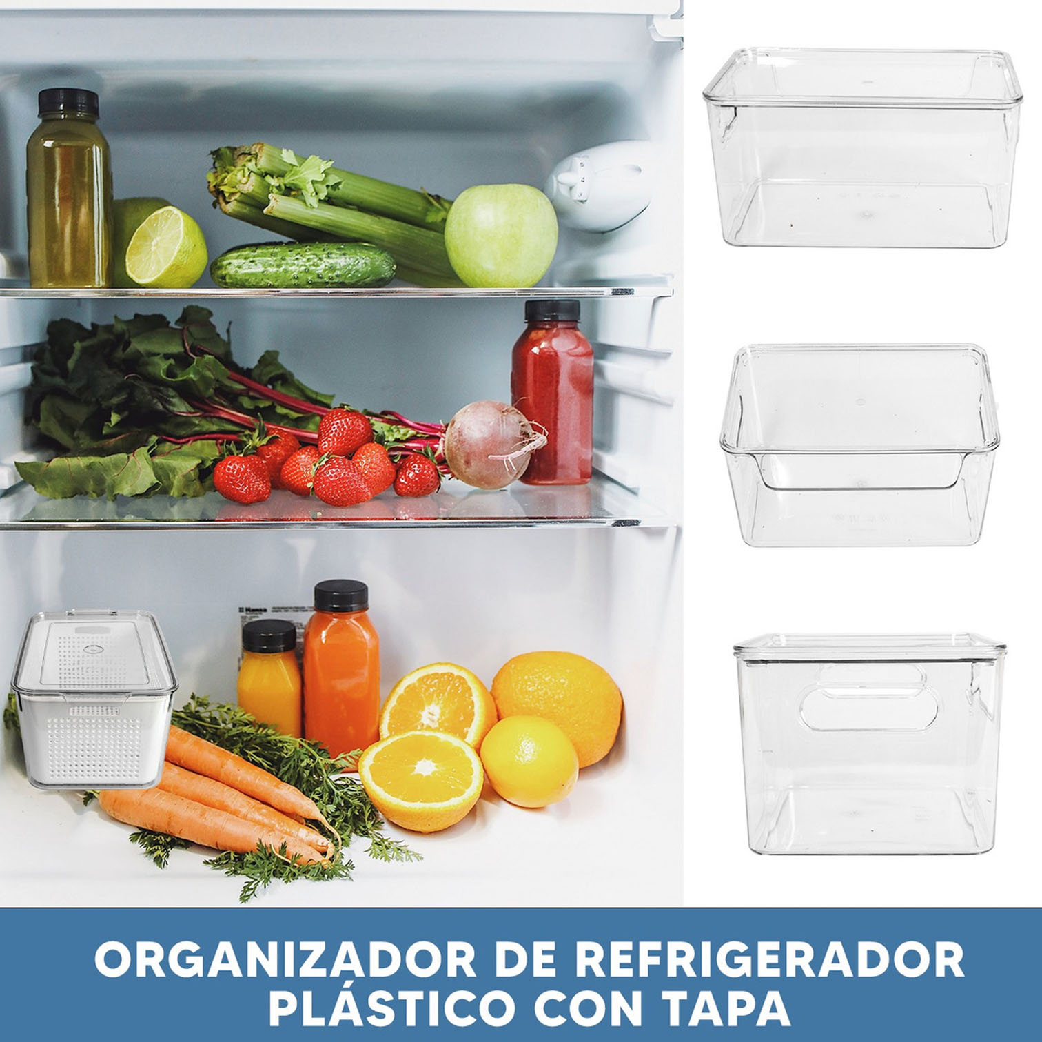 Foto 5 pulgar | Organizadores para Refrigerador Jauz Improvement Plástico con Tapa 2 Piezas