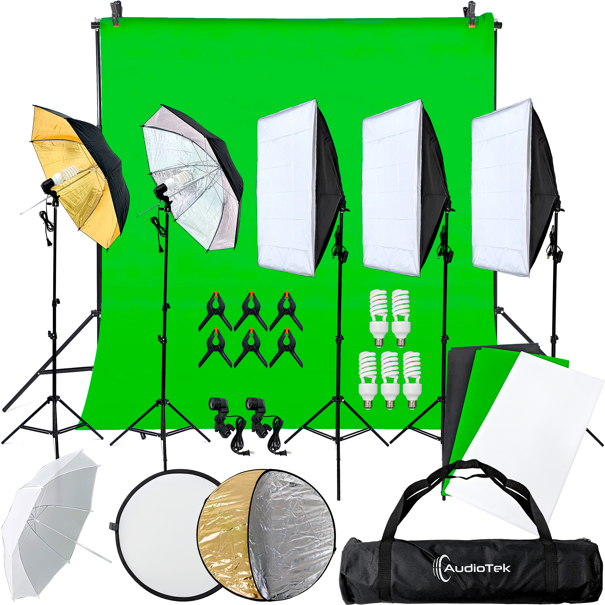 Foto 1 | Kit de Estudio Fotográfico Audiotek Softbox/ Luz/ Soporte/ Ciclorama