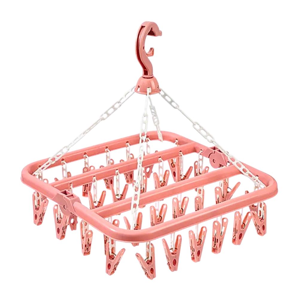 Foto 2 pulgar | Tendedero Plegable Multifuncional Con 32 Clips 32 X 32 Cm Rosa