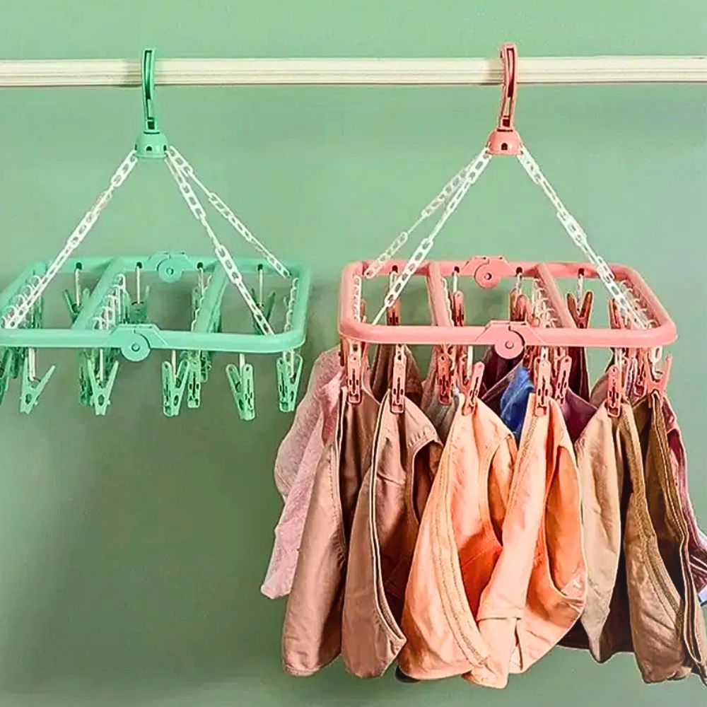 Foto 4 | Tendedero Plegable Multifuncional Con 32 Clips 32 X 32 Cm Rosa