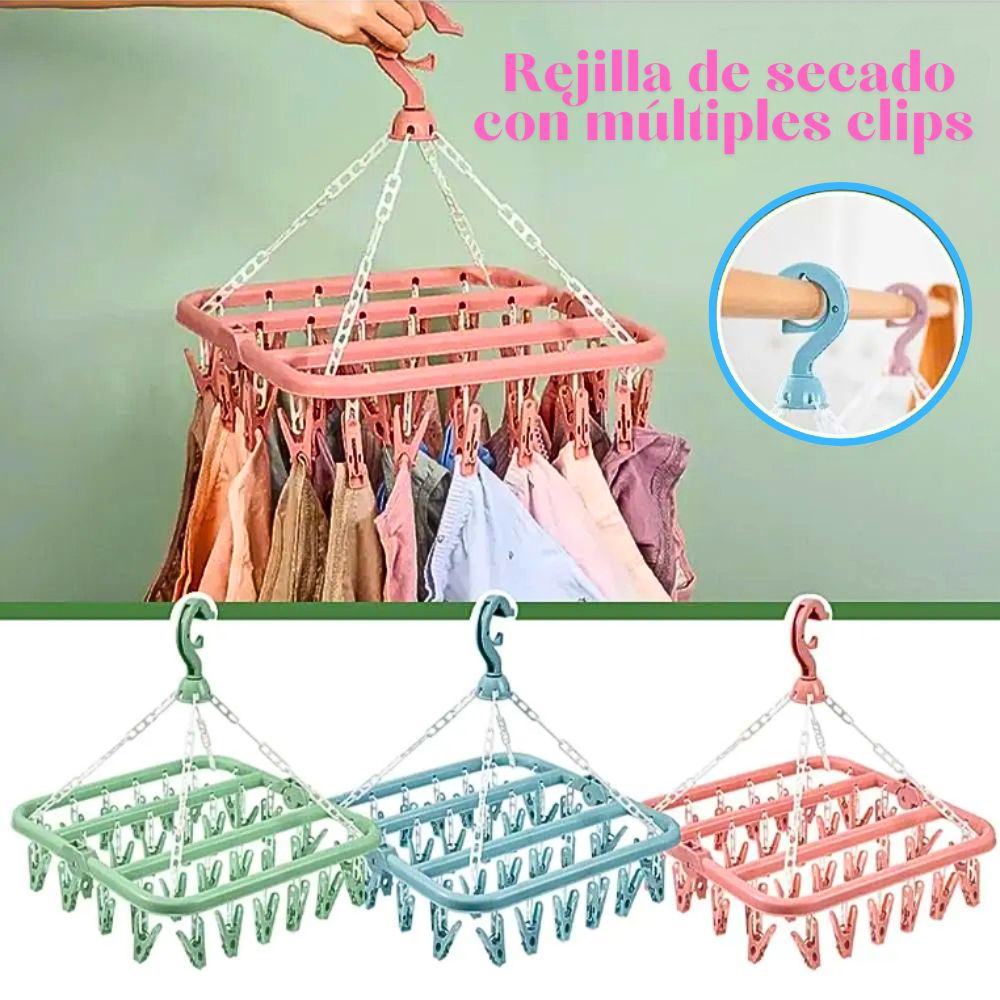 Foto 5 | Tendedero Plegable Multifuncional Con 32 Clips 32 X 32 Cm Rosa