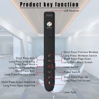 Foto 2 | Presentador Láser Apuntador Dosyu color Negro Inalámbrico Usb 100m