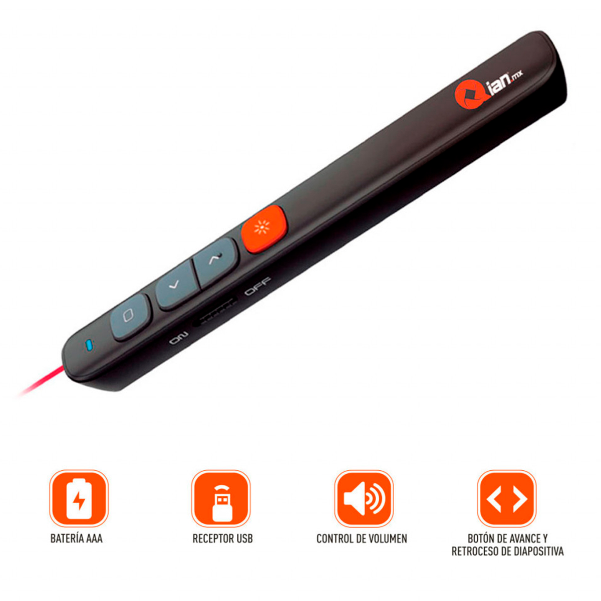 Foto 3 | Presentador Inalambrico Con Apuntador Laser Qian  Qlp200