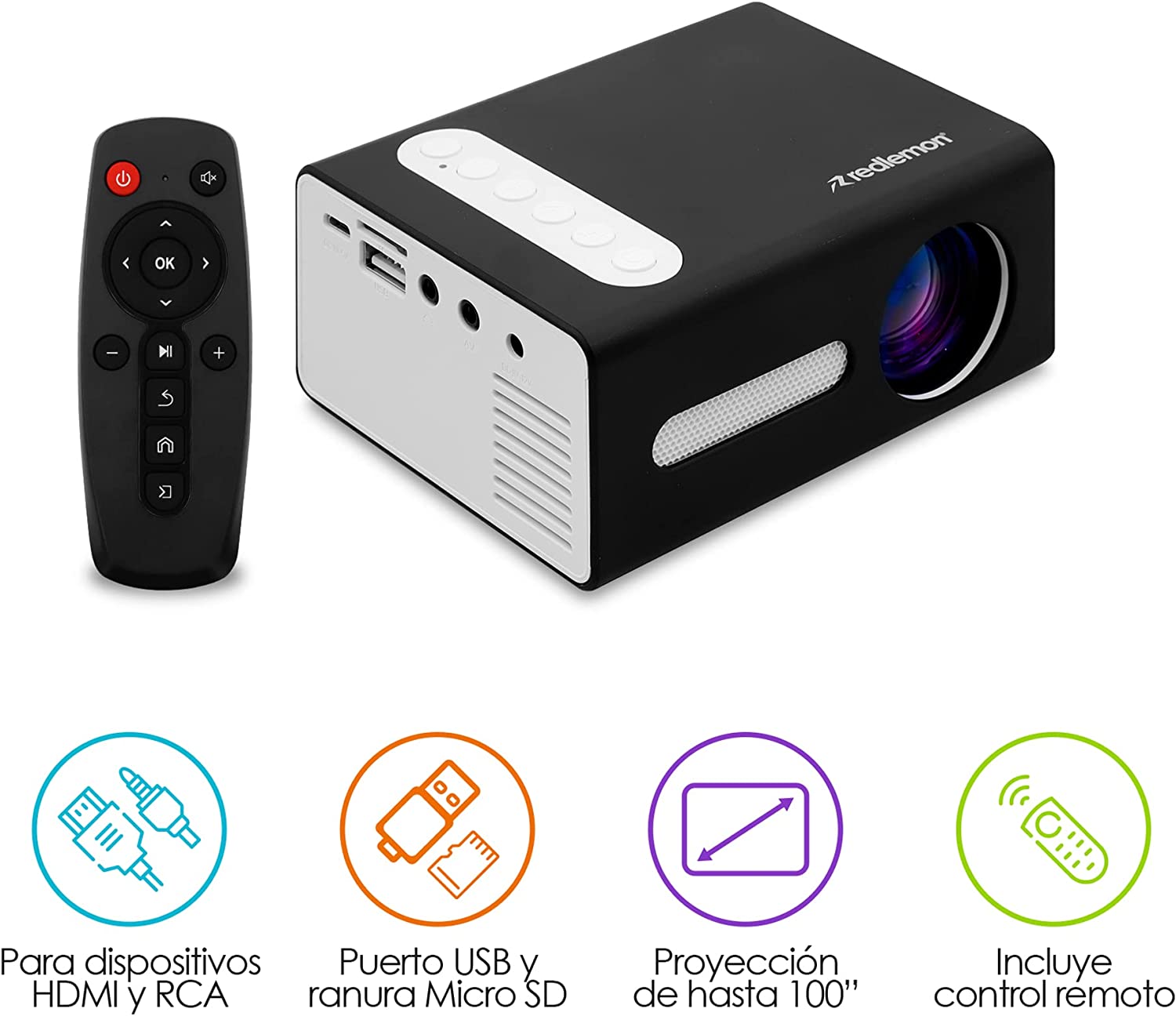 Foto 4 | Miniproyector Hd 1080p Con Pantalla De Proyección De 100 Pulgadas - Venta Internacional.