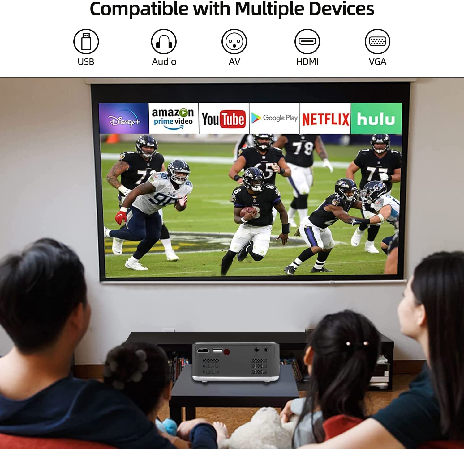 Foto 4 | Miniproyector Hd 1080p Con Pantalla De Proyección De 100 Pulgadas - Venta Internacional.