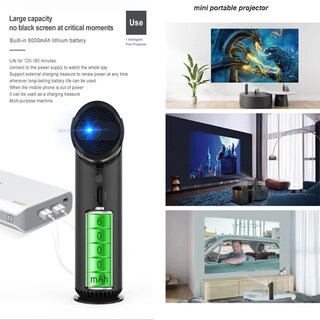 Foto 3 | Proyector Portátil Negro 4k Hd-Venta Internacional