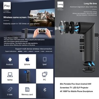 Foto 4 | Proyector Portátil Negro 4k Hd-Venta Internacional