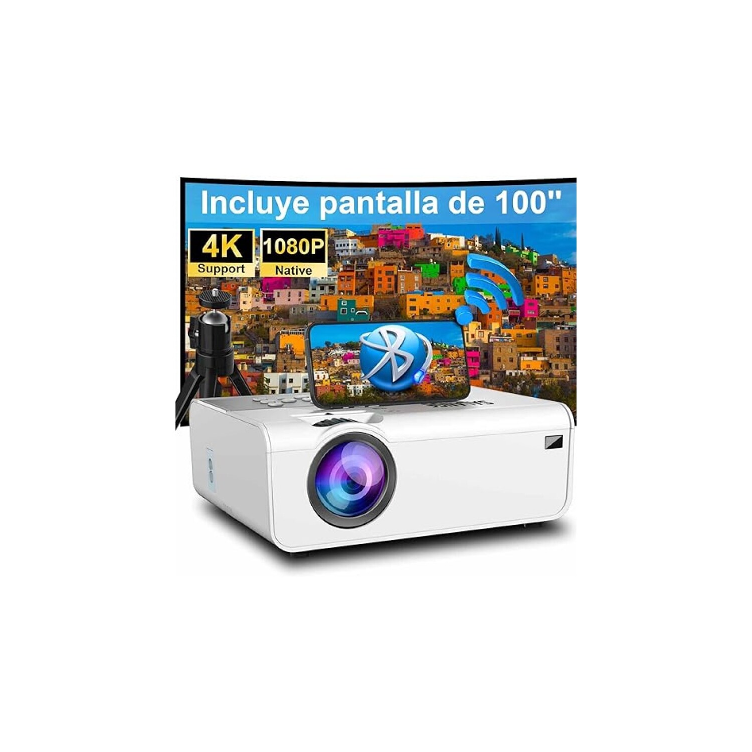 Proyector Portátil Led Hd 1080p 2024 Con Pantalla De 100 Pulgadas - Venta Internacional $972