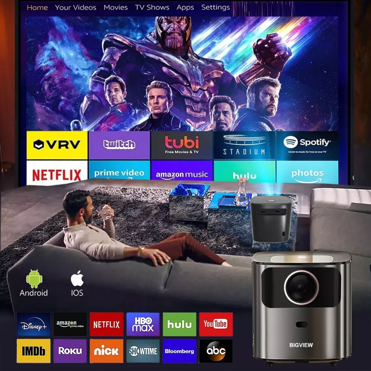 Foto 2 | Proyector Bigview T08 Professional 4k Android Tv 9.0 1080p