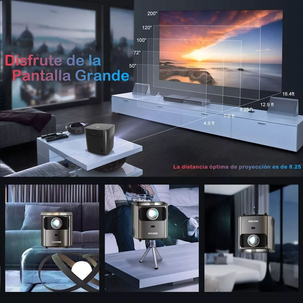 Foto 6 pulgar | Proyector Bigview T08 Professional 4k Android Tv 9.0 1080p