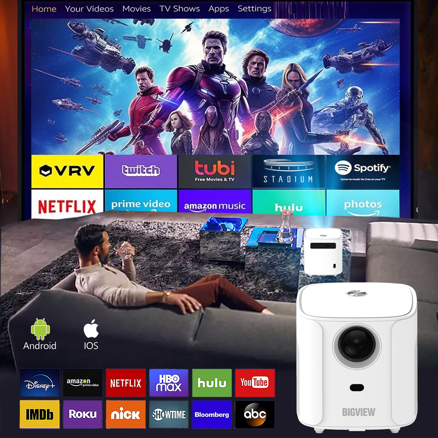 Foto 2 | Proyector Bigview T08 Portátil Profesional 4k 5000 Lúmenes
