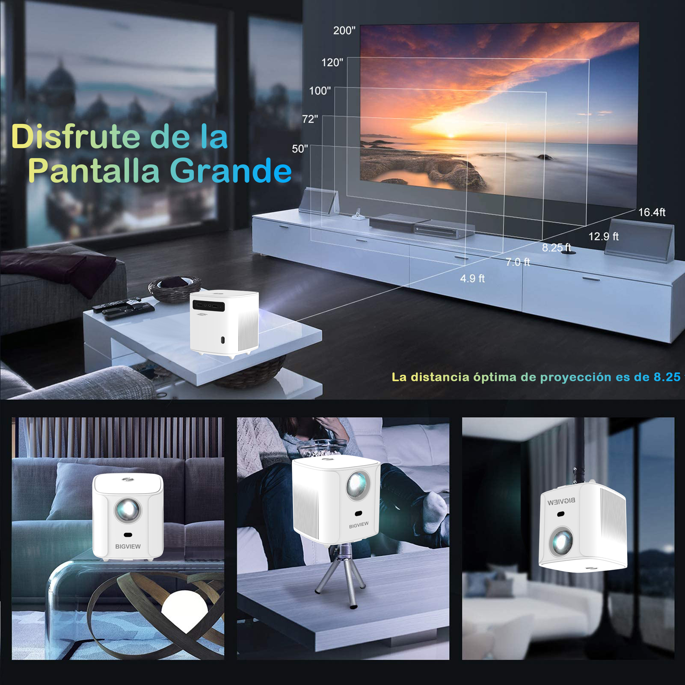 Foto 8 | Proyector Bigview T08 Portátil Profesional 4k 5000 Lúmenes