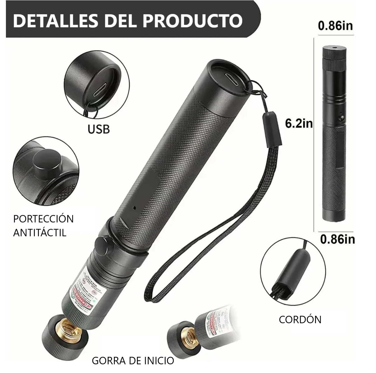 Foto 3 | Apuntador Laser 5000mw,  Genérico Eo Safe Imports Esi-1062-1 Negro