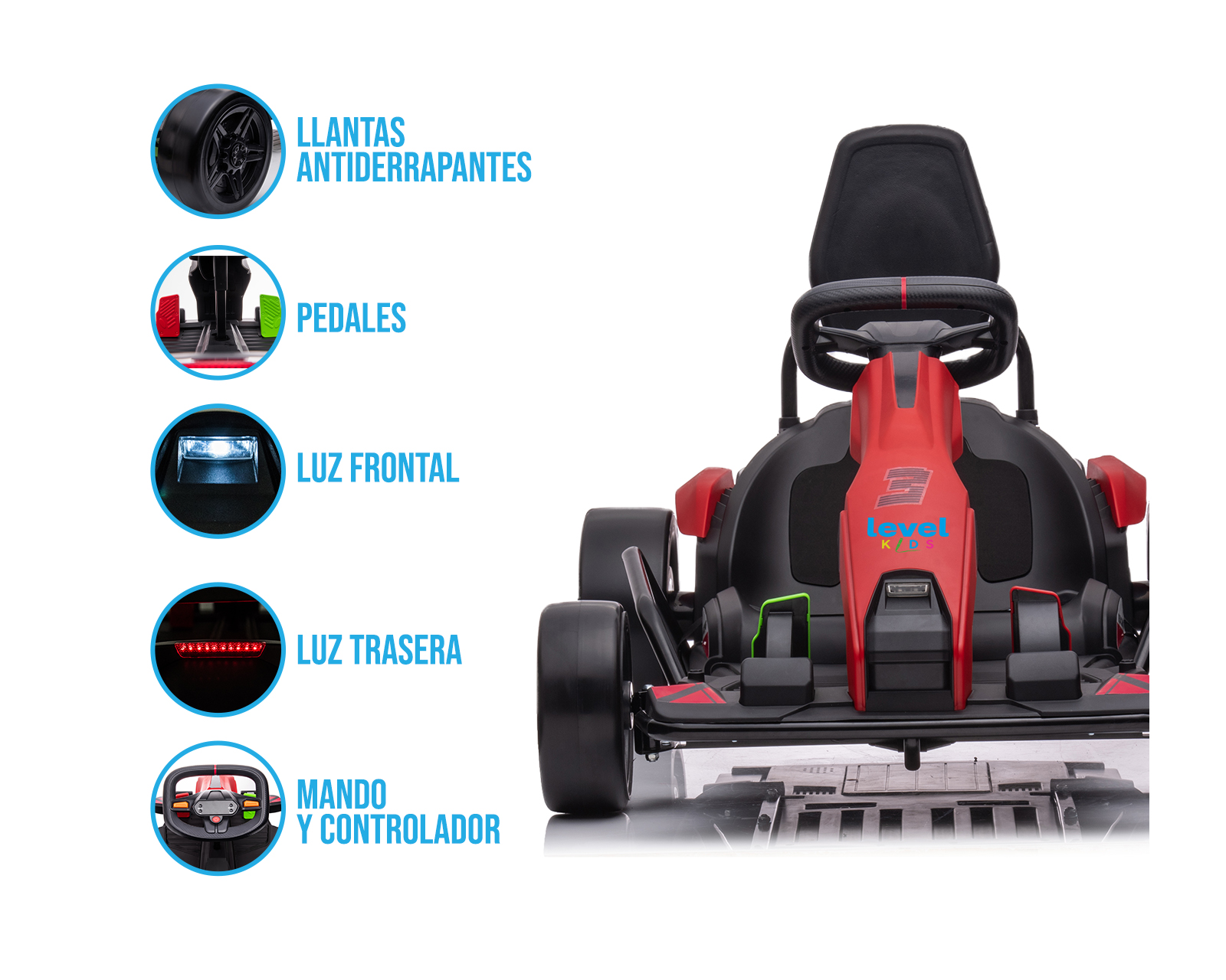 Foto 5 pulgar | Level Kids Go Kart Montable Electrico 12km/h 12v