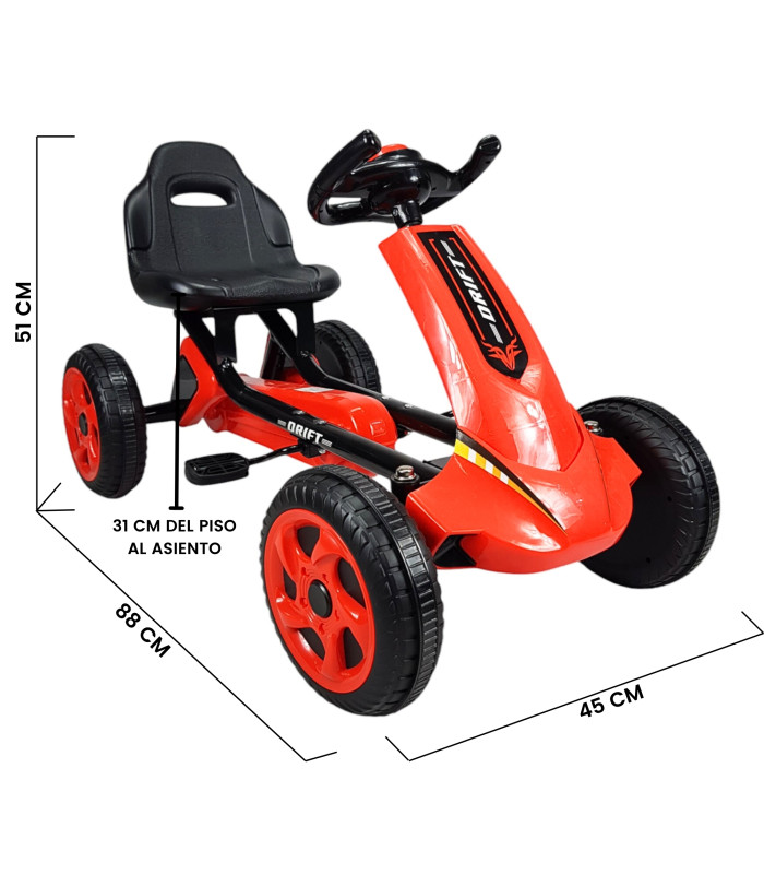 Foto 5 pulgar | Go-Kart para Niños Avalancha Montable con Pedales 30 kg Rojo