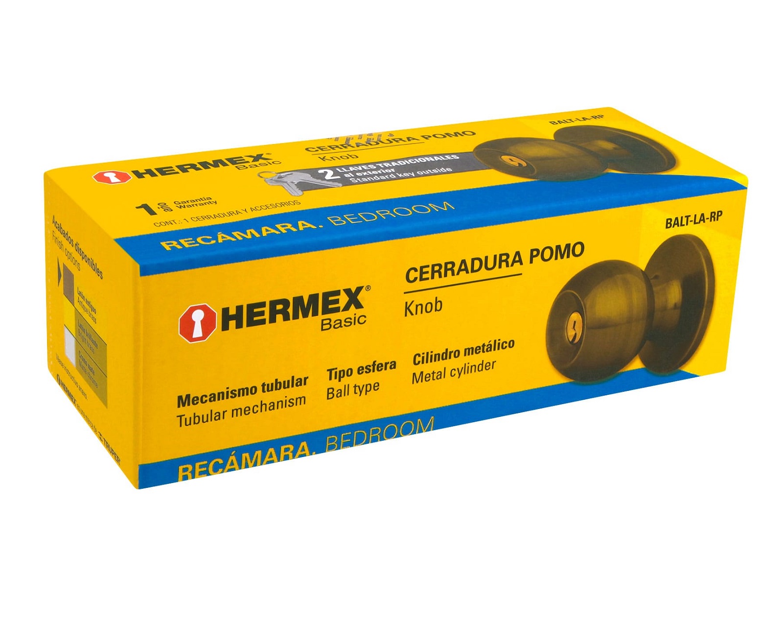 Foto 3 | Cerradura para Puerta de Recamara Hermex Balt-la-rp color Cobre Acabado de Latón Antiguo