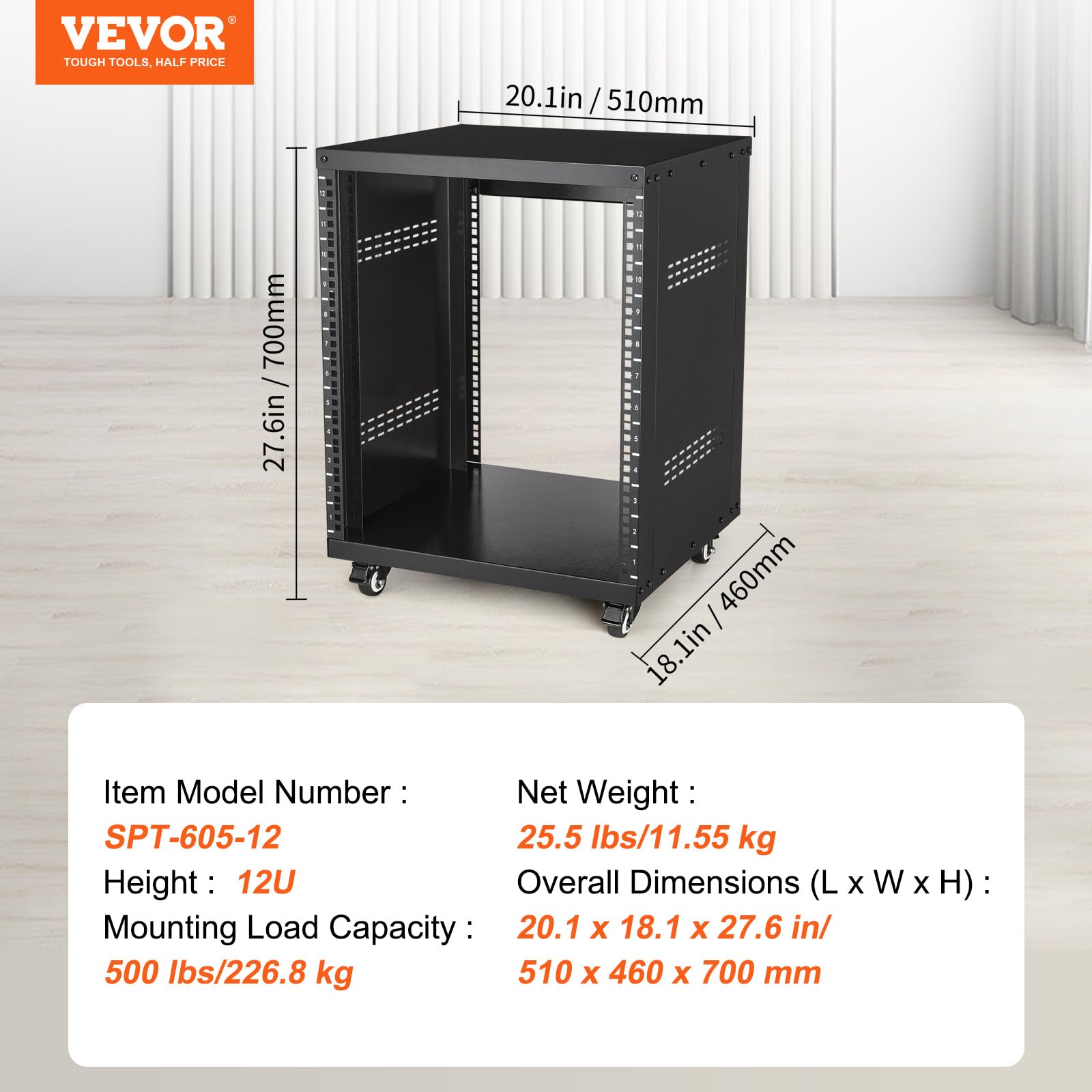 Foto 8 pulgar | Soporte Av Vevor 12u Con Ruedas Giratorias Y Paneles Laterales - Venta Internacional.