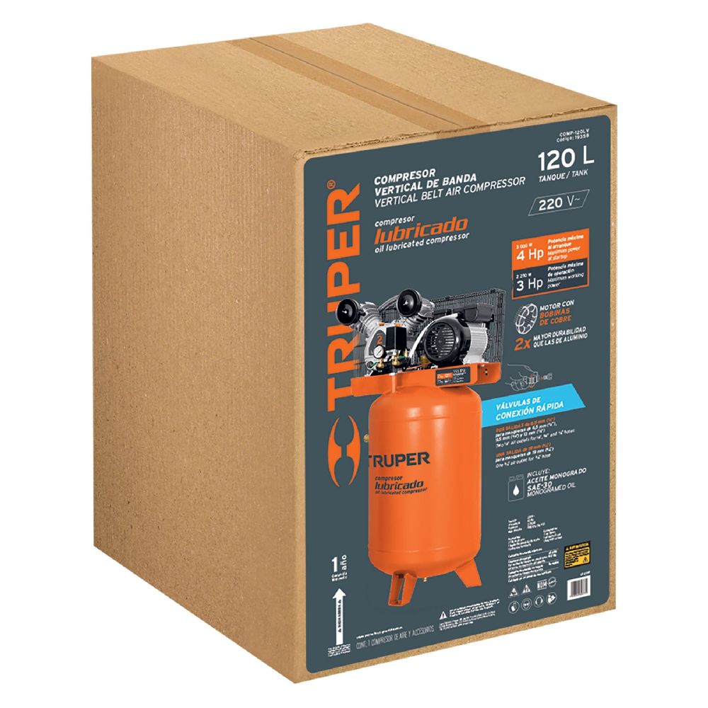 Foto 2 | Compresor Vertical 120 L Truper Comp-120LV 4 HP 220 V