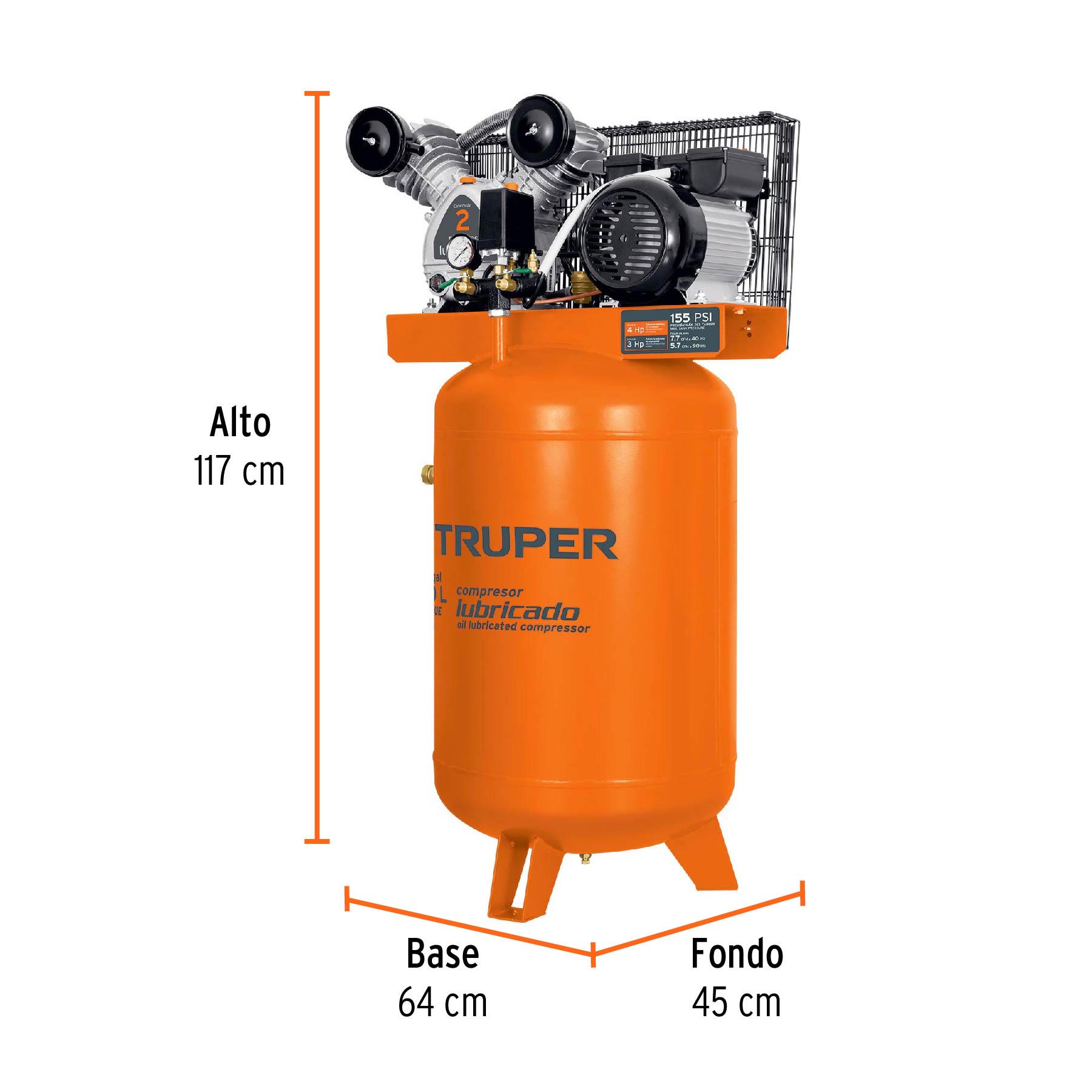 Foto 4 pulgar | Compresor Vertical 120 L Truper Comp-120LV 4 HP 220 V