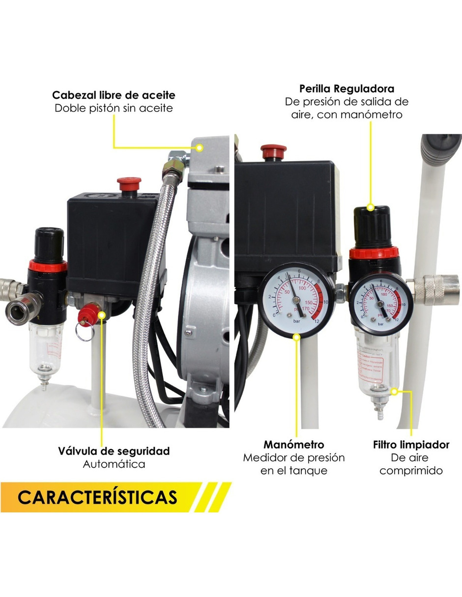 Foto 4 pulgar | Compresor de Aire Eléctrico Portátil Gutstark 25 L 127v 1hp 2 Pistones