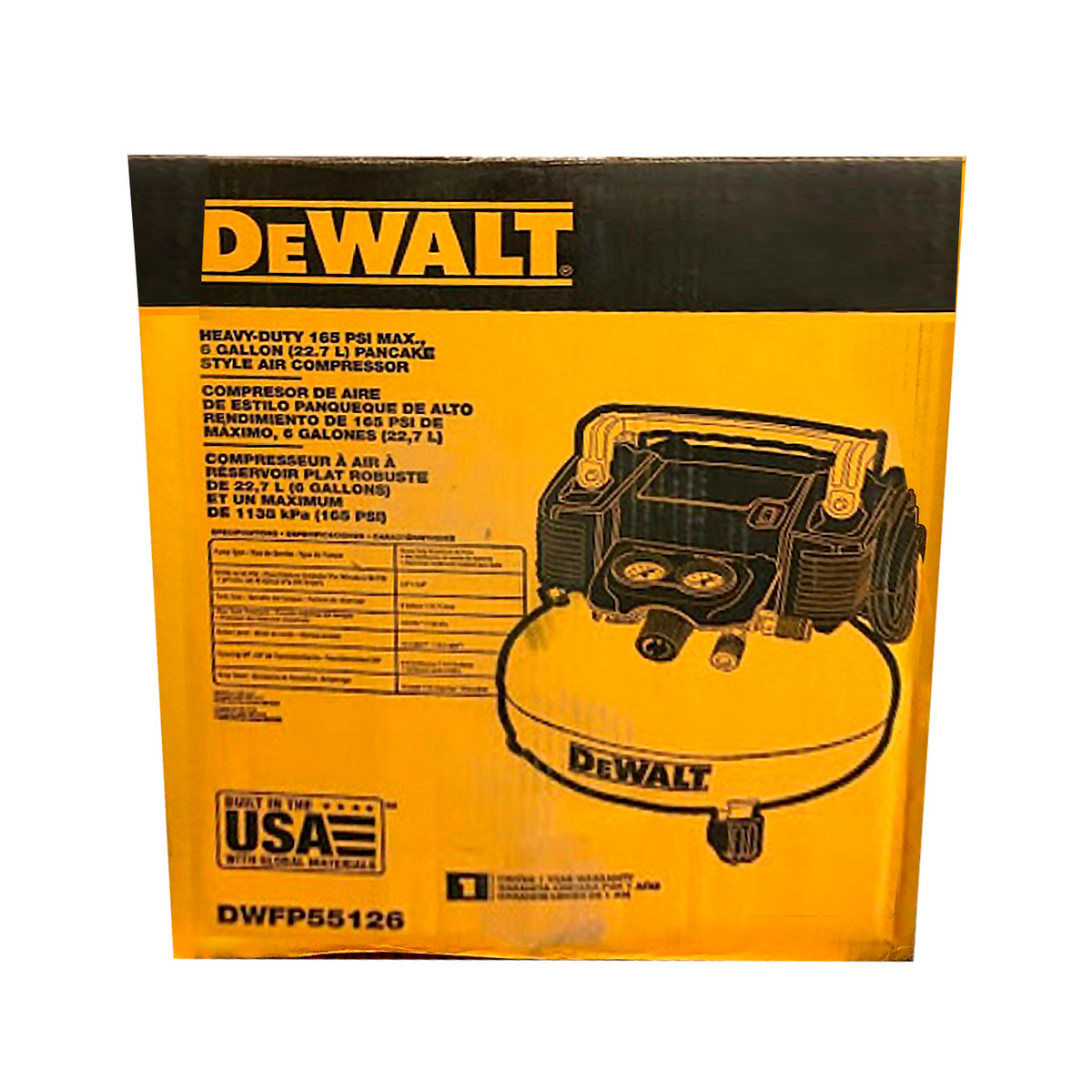 Foto 7 pulgar | Compresor DeWALT Libre De Aceite 120 Volt 3300 Rpm 0.9 Hp 22.7lt 165psi