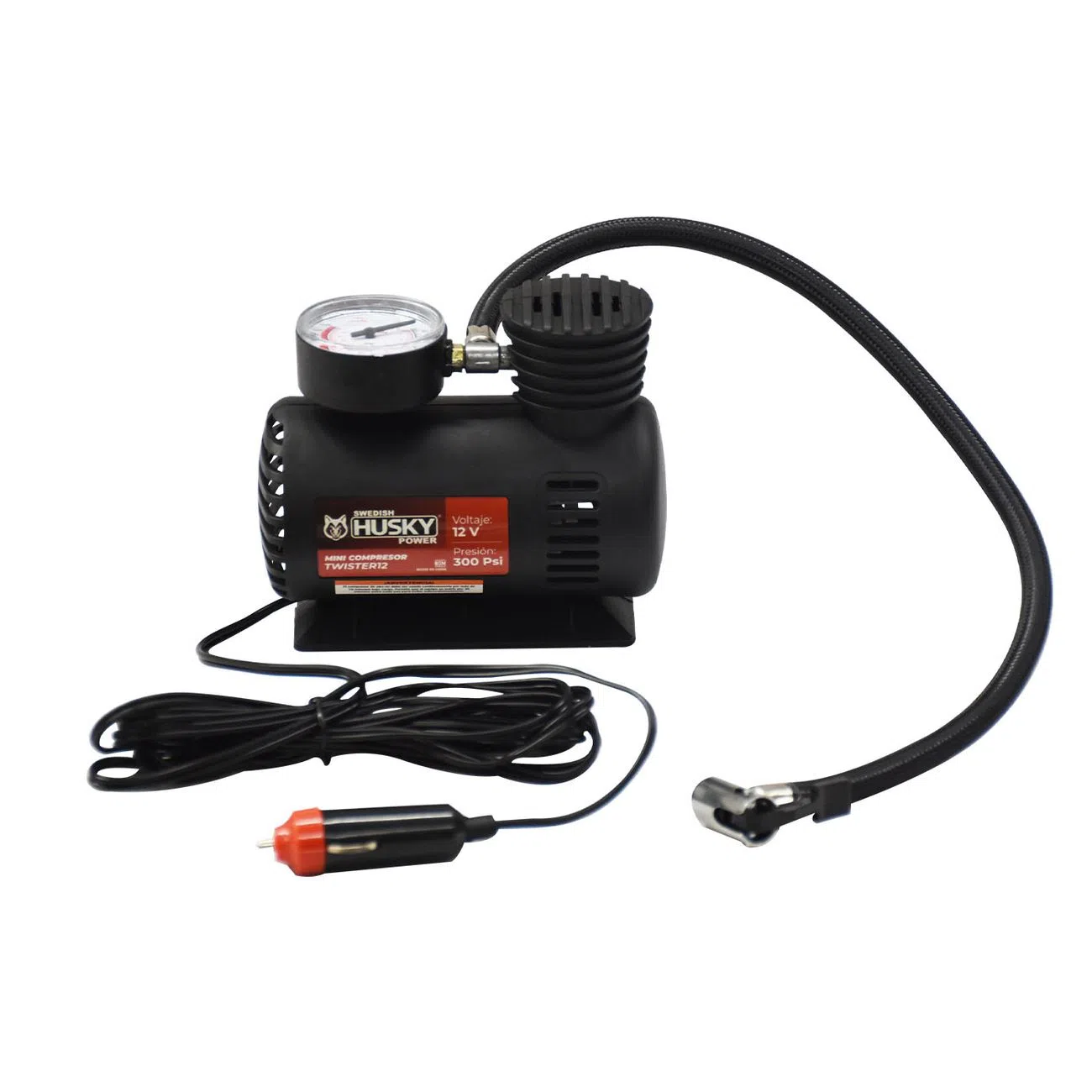 Foto 4 pulgar | Mini Compresor De Aire Swedish Husky Power 12v 300 Psi Manguera 40 Cm - Twister12
