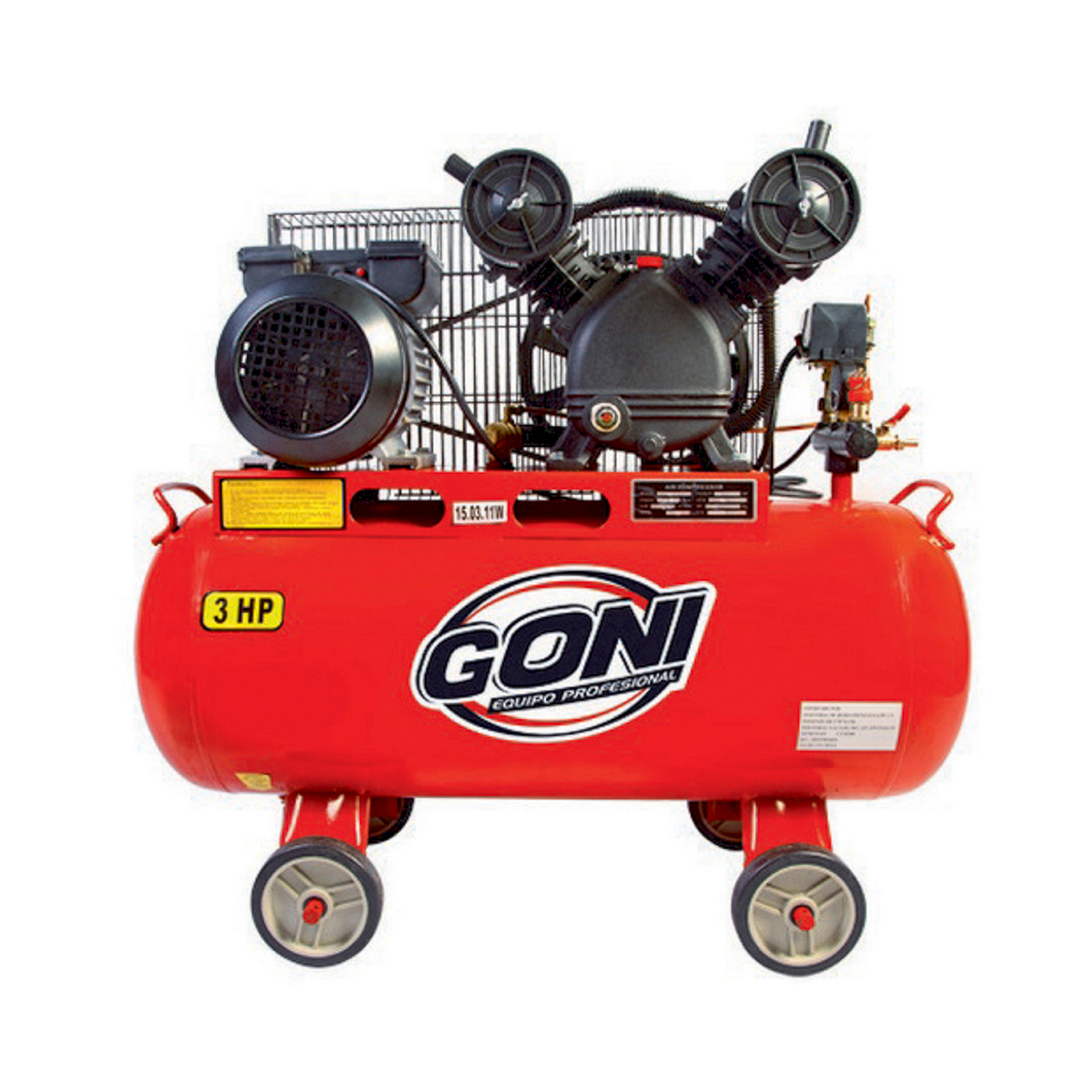 Compresor Banda Goni 120 Volt 1750 Rpm 3.0 Hp 60lt. 120psi Horizontal