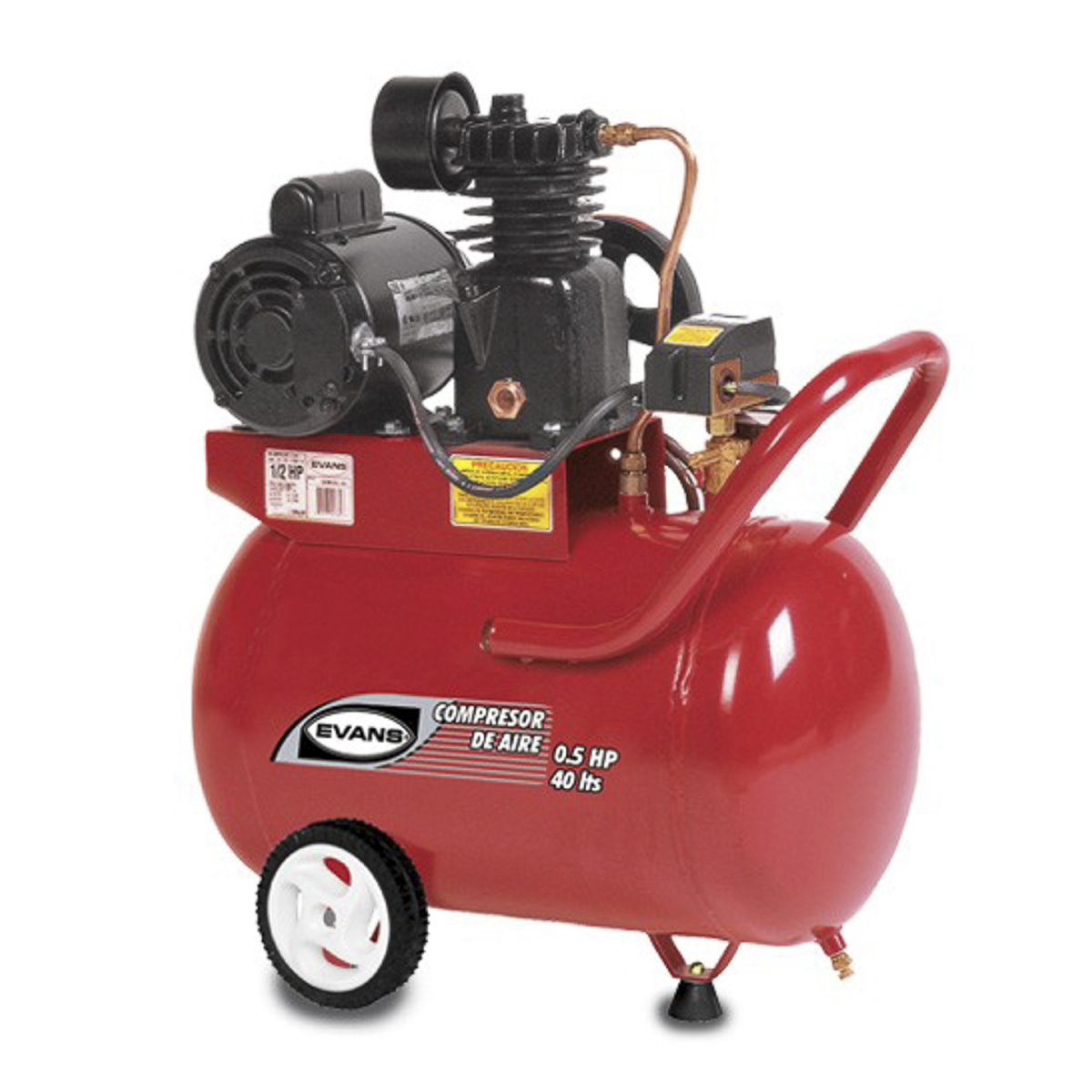 Compresor Banda Evans 110 Volt 1750 Rpm 0.5 Hp 40lt 125psi Horizontal