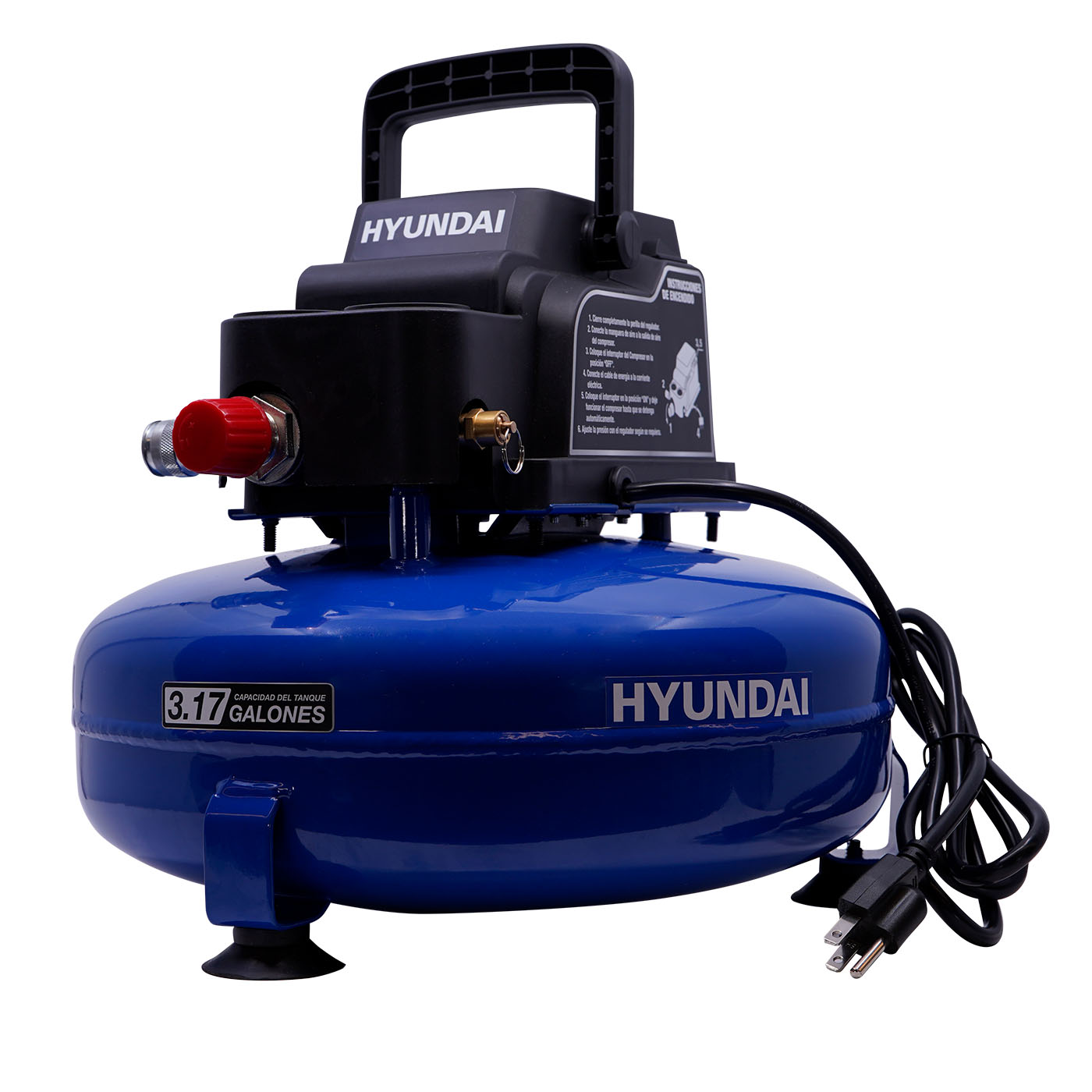 Foto 4 pulgar | Minicompresor Eléctrico de Aire Hyundai HYAC15 12 Litros 100psi/7bar C/Motor 1/3hp