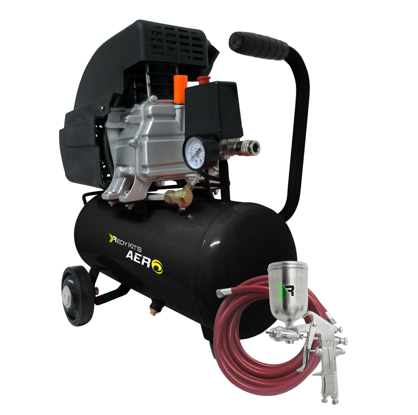 Compresor de Aire 2HP 18lt Goni 37008k + Pistola de Gravedad color Negro