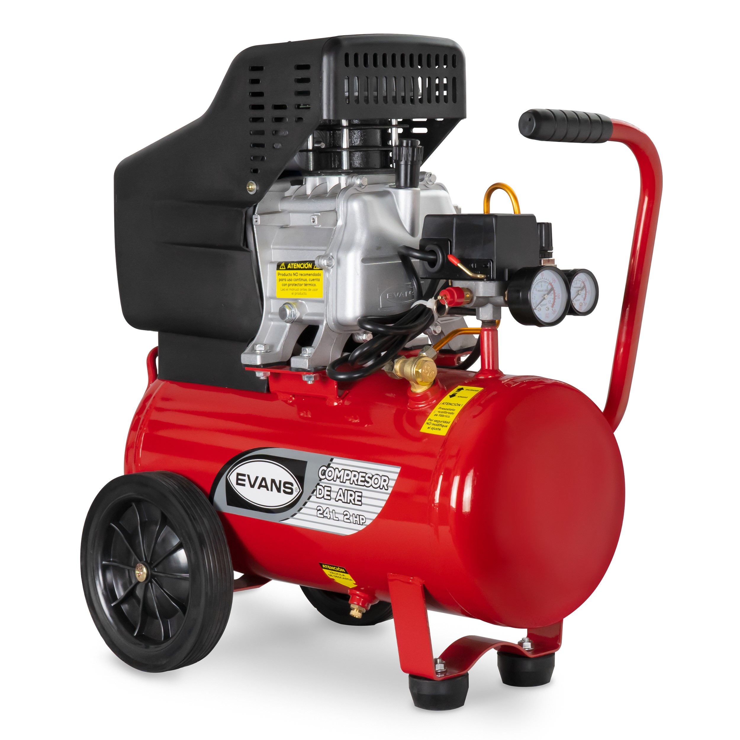 Foto 2 pulgar | Compresor Coaxial Lubricado Evans Rojo 2 HP Tanque 24 Litros 110V