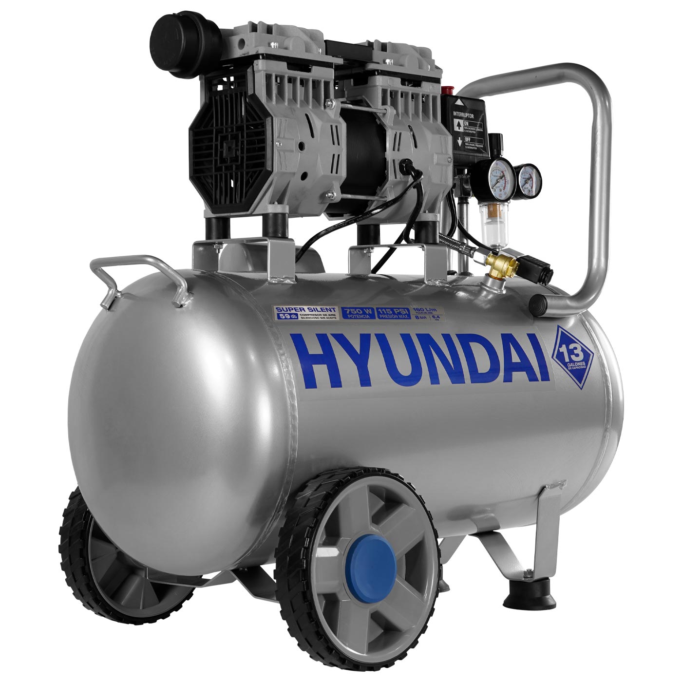 Foto 2 pulgar | Compresor Electrico 1 Hp Hyundai 50 Litros 110v-60hz - Hyk2550