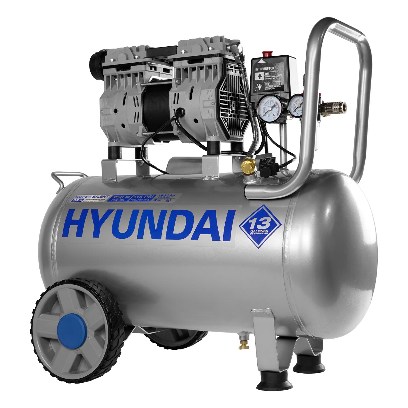 Foto 3 pulgar | Compresor Electrico 1 Hp Hyundai 50 Litros 110v-60hz - Hyk2550