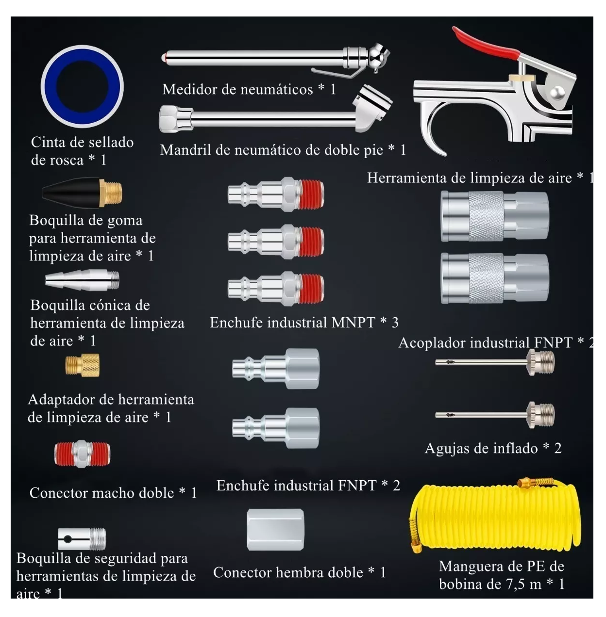 Foto 2 | Kit Accesorios Belug para Compresor de Aire con Manguera 20 Piezas