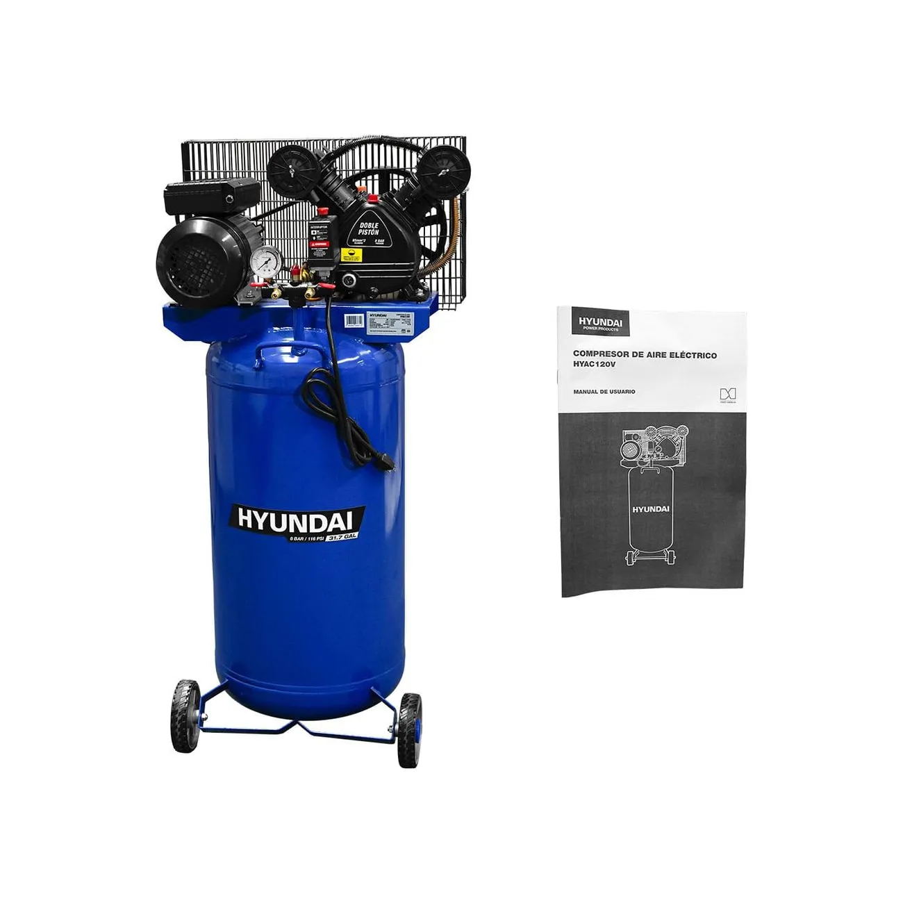Compresor De Aire Hyundai 120 Litros 3 Hp 116 Psi 110v/60hz Vertical - Hyac120v