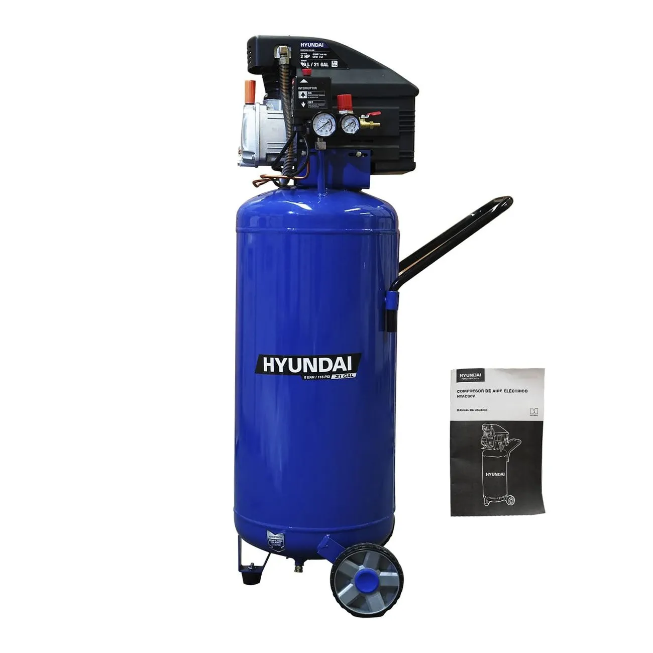 Foto 2 pulgar | Compresor De Aire Hyundai 80 Litros 2 Hp 116psi 110v/60hz Vertical - Hyac80v