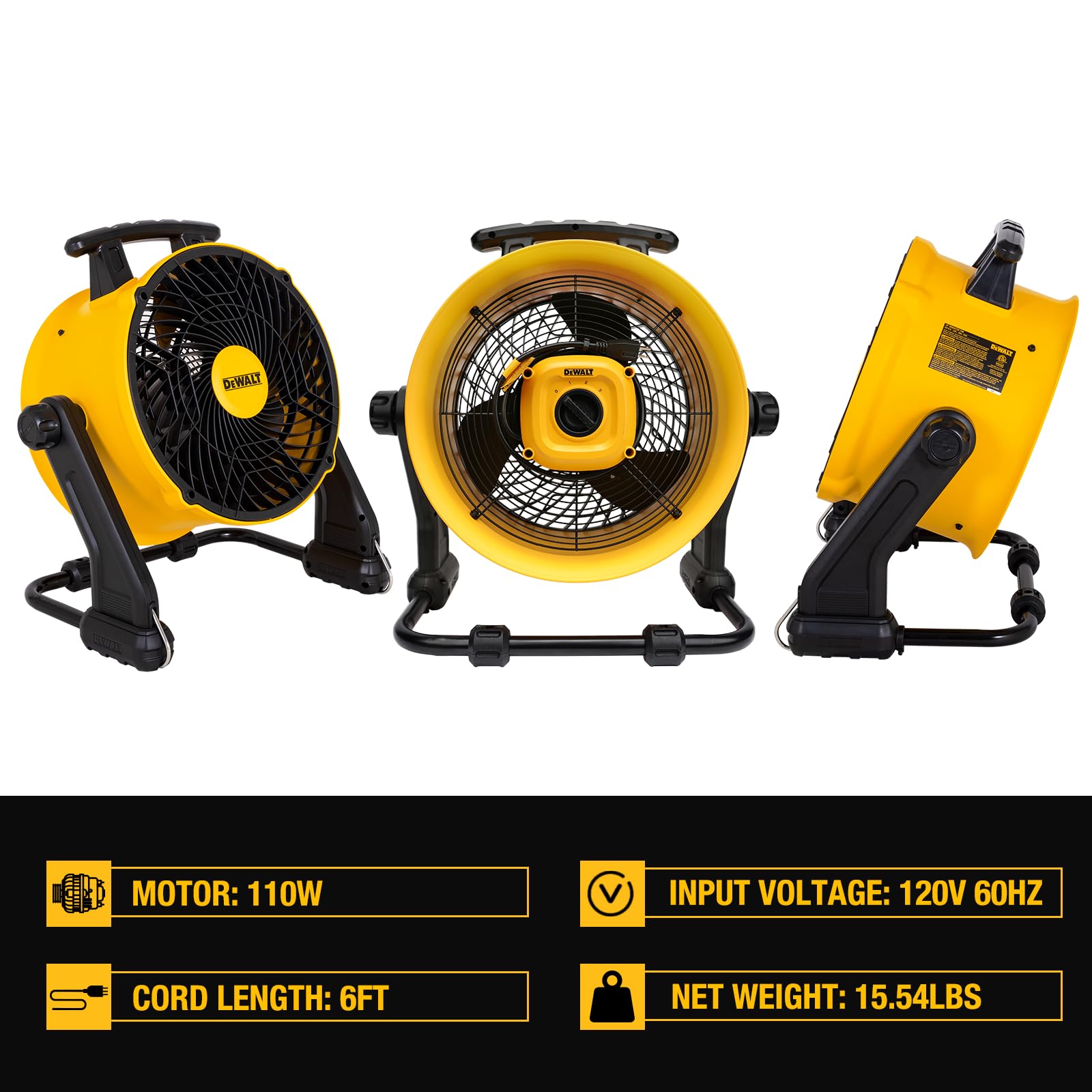 Foto 8 pulgar | Ventilador De Piso Dewalt Dxf1616 Heavy Duty 16 Pulgadas 4000 Cfm 135 W - Venta Internacional.