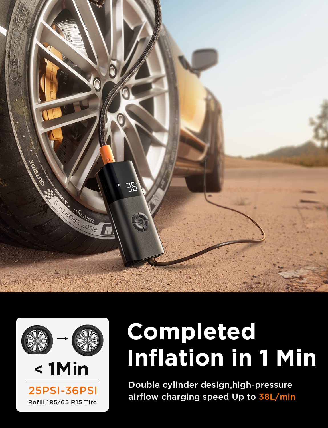 Foto 3 pulgar | Inflador De Neumáticos Lisen, Compresor De Aire Portátil, 12 V, 38 L/min, 150 Psi - Venta Internacional.