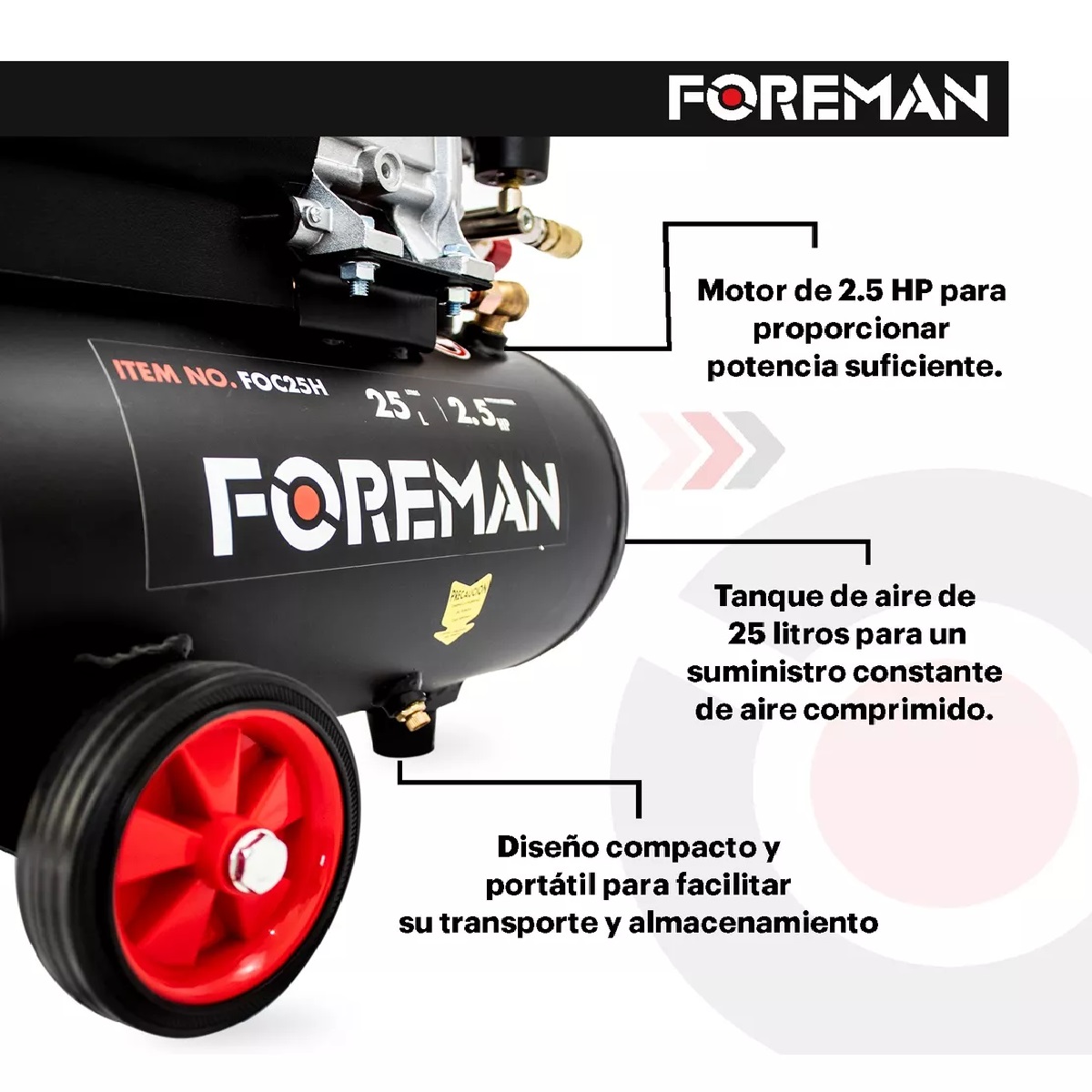 Foto 5 pulgar | Compresor De Aire Eléctrico Portátil Monofásico 25l 2.5hp