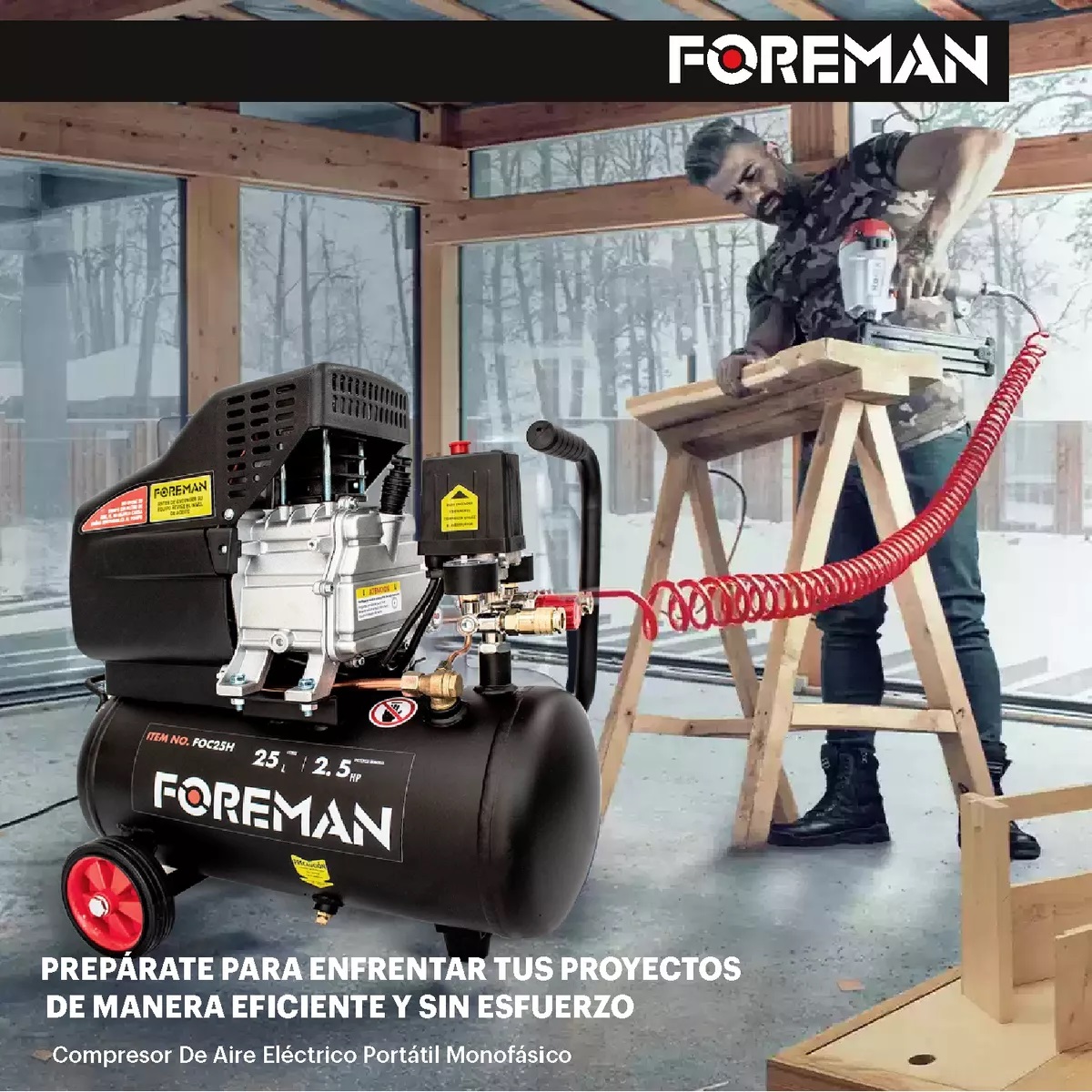 Foto 5 | Compresor De Aire Eléctrico Portátil Monofásico 25l 2.5hp