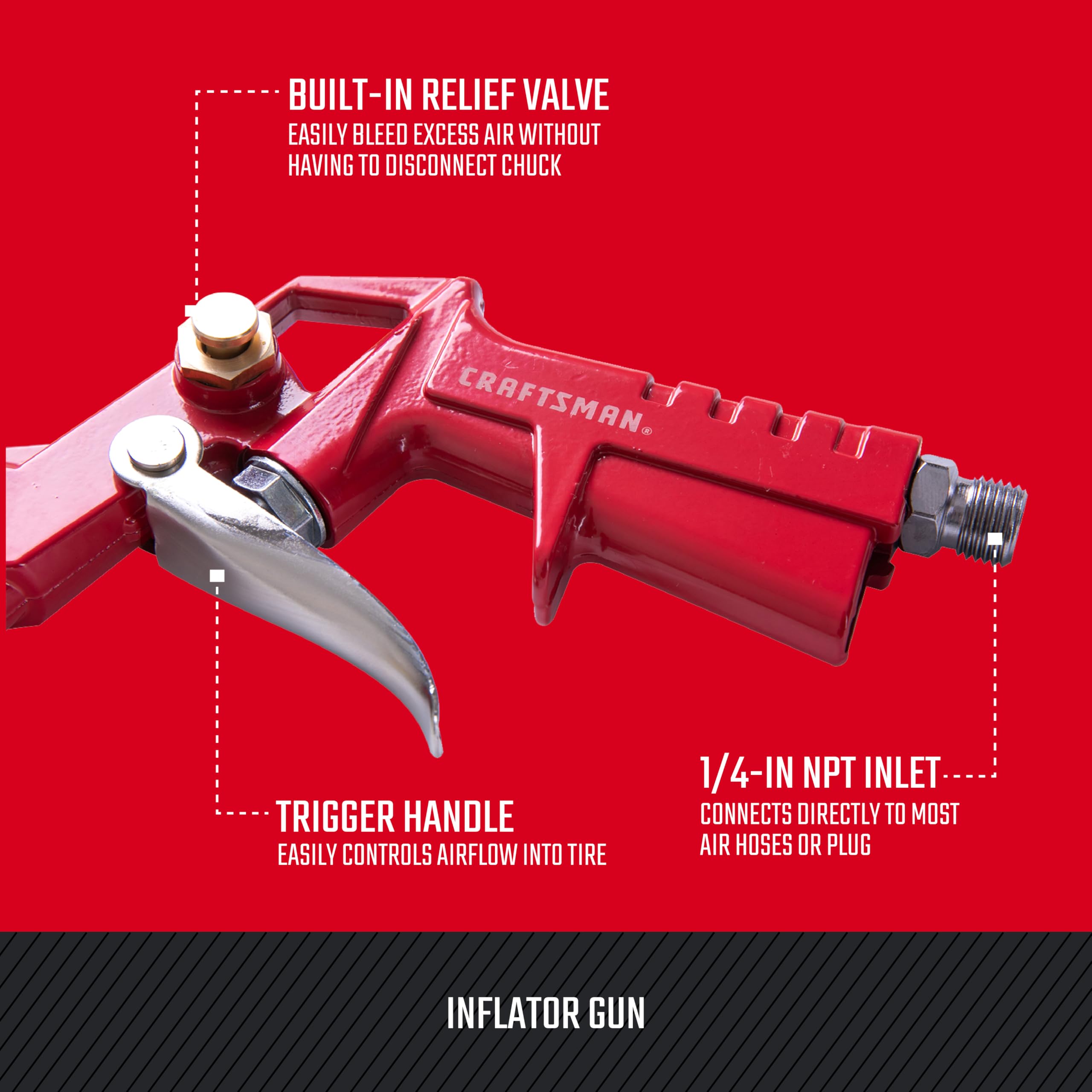 Foto 5 pulgar | Pistola Infladora Craftsman 0-150 Psi Con Manómetro 3 En 1 Y Accesorios - Venta Internacional.