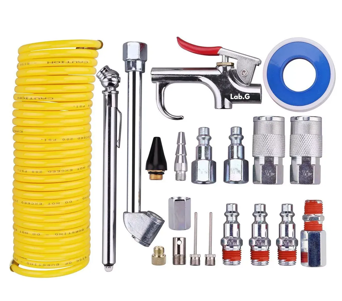 Kit Accesorios Aire Para Compresor Lab.g Con Manguera 20 Piezas