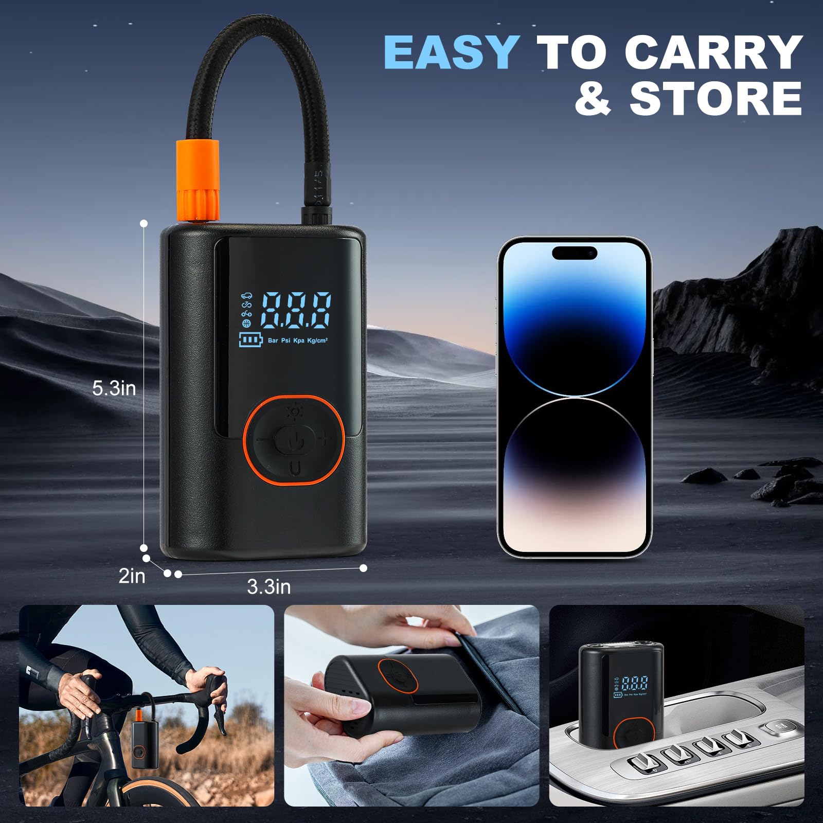 Foto 3 pulgar | Compresor De Aire Portátil Para Inflar Neumáticos, 150 Psi, Con Manómetro De 4000 Mah - Venta Internacional.