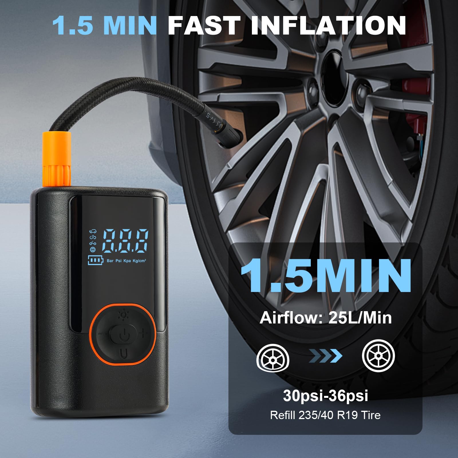 Foto 4 pulgar | Compresor De Aire Portátil Para Inflar Neumáticos, 150 Psi, Con Manómetro De 4000 Mah - Venta Internacional.