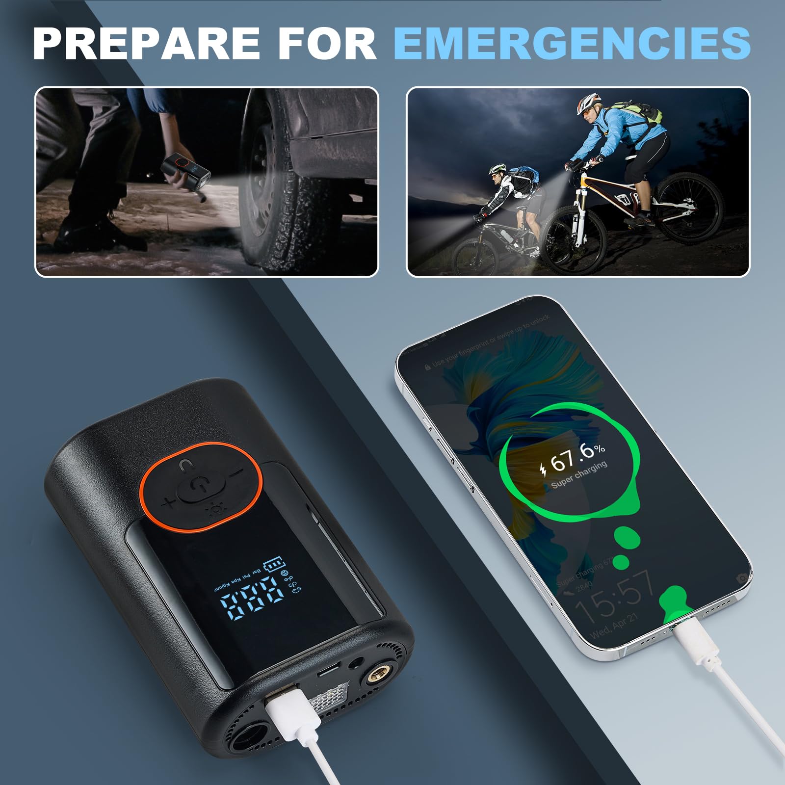 Foto 8 pulgar | Compresor De Aire Portátil Para Inflar Neumáticos, 150 Psi, Con Manómetro De 4000 Mah - Venta Internacional.