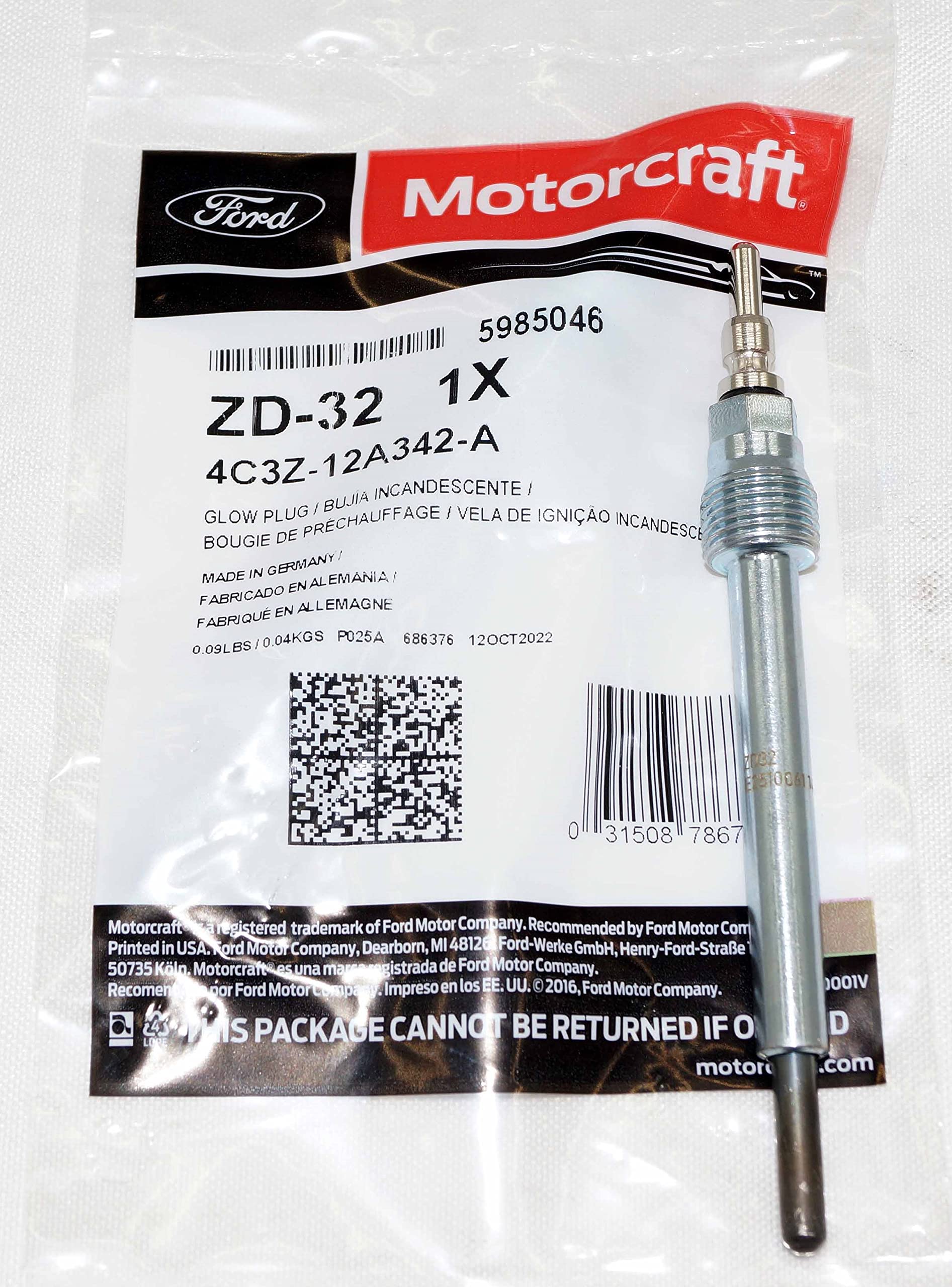 Foto 3 pulgar | Juego De Bujías Incandescentes Diésel Zd-13 4c3z-12a342-aa 04-10 Ford 6.0l - Venta Internacional.