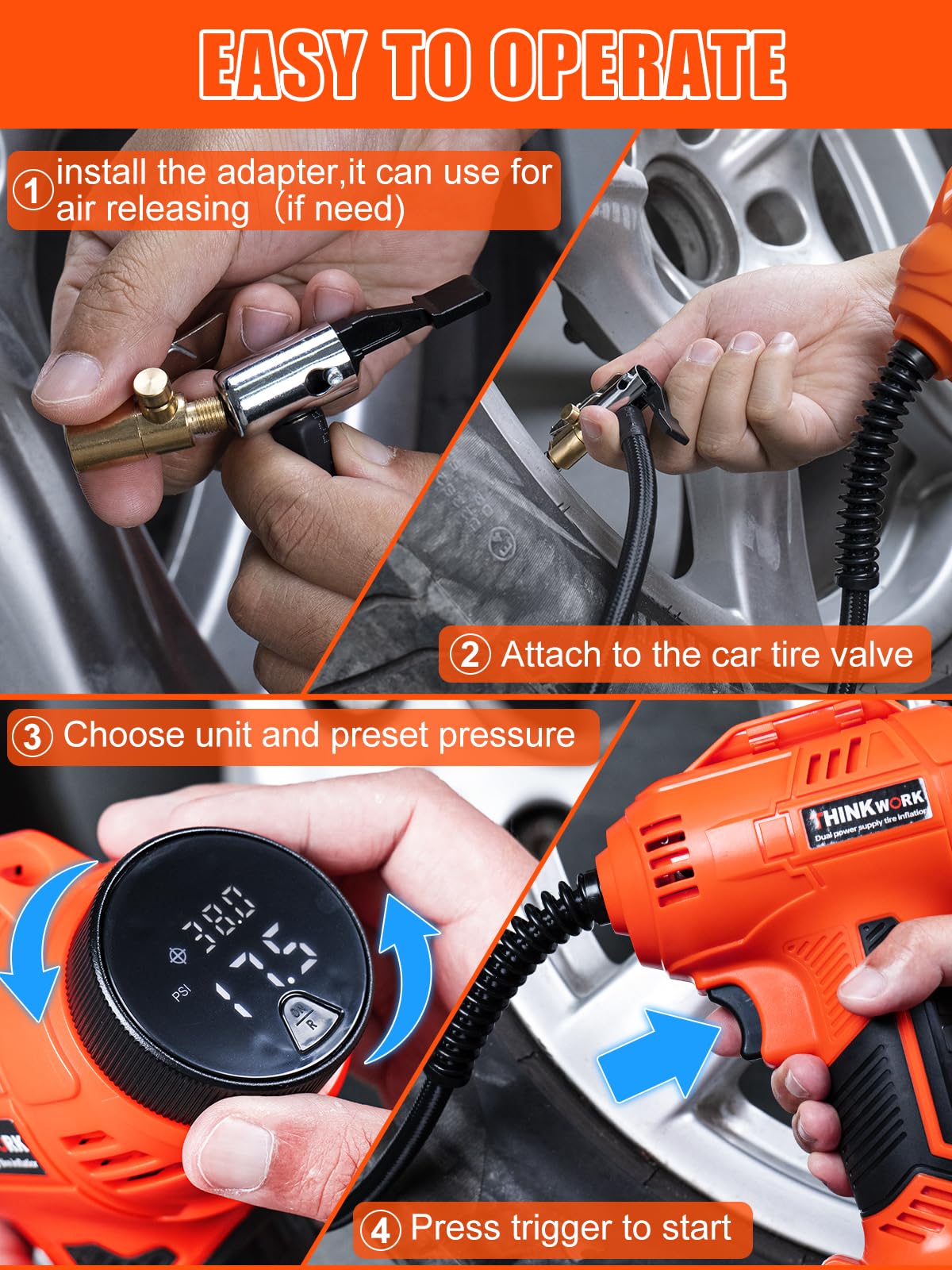 Foto 8 pulgar | Compresor de Aire Thinkwork Recargable 20 v-Venta Internacional