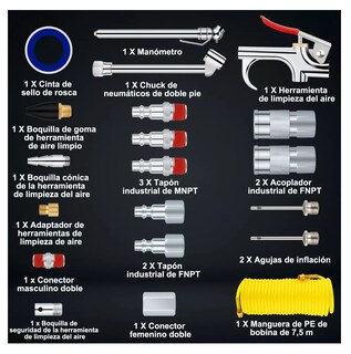 Foto 2 | Kit Accesorios Aire Para Compresor Con Manguera Belug 20 Piezas