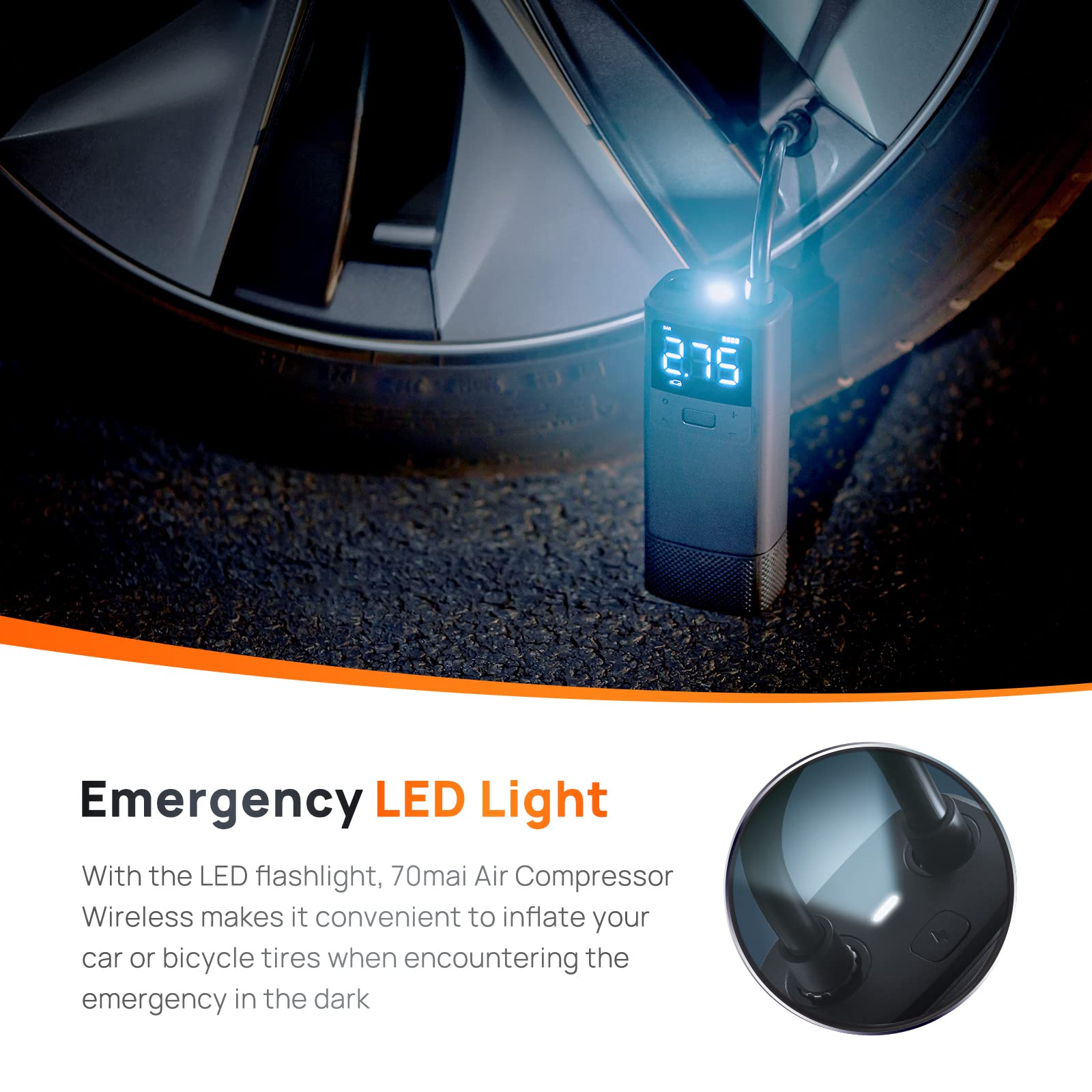 Foto 5 | Compresor De Aire Portátil 70mai Tp05 150psi 2500mah Con Led - Venta Internacional.