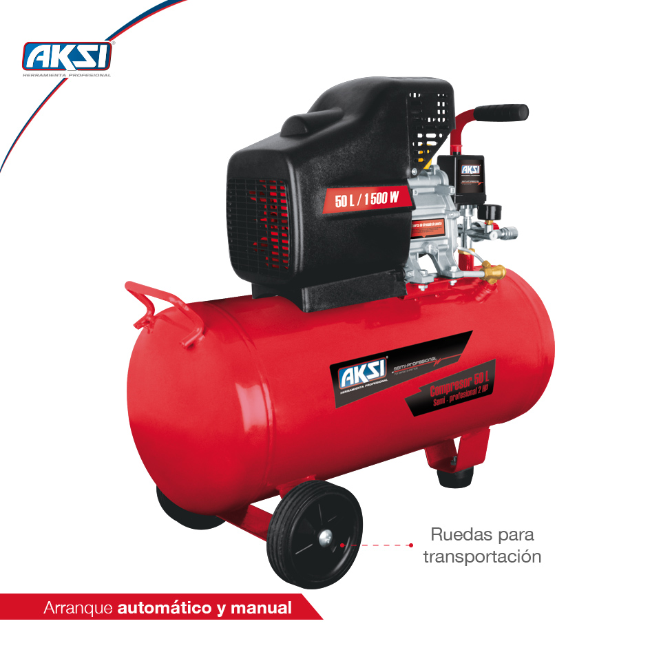 Foto 4 pulgar | Compresor de Aire Aksi 50 L 2 Hp